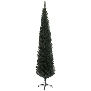 HOMCOM Sapin de Noël artificiel mince H.195 cm 390 branches vert foncé pas cher