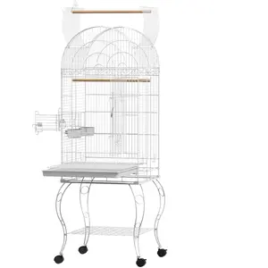 PawHut Cage à oiseaux sur roulettes avec étagère plateau amovible 2 bo... pas cher