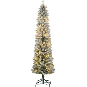 HOMCOM Sapin de Noël artificiel 180 cm avec éclairage LED blanc chaud,...