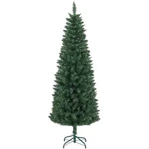 HOMCOM Sapin de Noël artificiel mince H.180 cm 479 branches vert pas cher