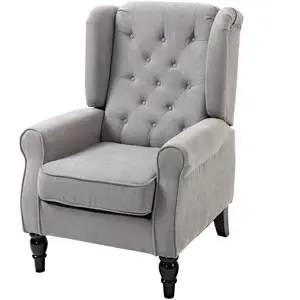 HOMCOM Fauteuil de salon capitonné avec assise large, pieds en bois, s... pas cher
