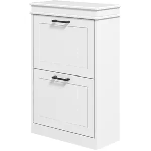 HOMCOM Meuble à chaussures, 2 portes abattants, étagères réglables, pour entrée, couloir, 54 x 24 x 82,5 cm, blanc pas cher