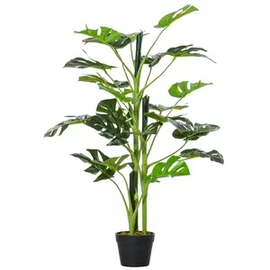 Outsunny Plante Artificielle Monstera Réaliste avec 21 Feuilles dans Pot en Ciment pour Intérieur et Extérieur Aosom France pas cher