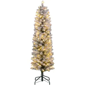HOMCOM Sapin de Noël artificiel 150 cm avec éclairage LED blanc chaud,... pas cher