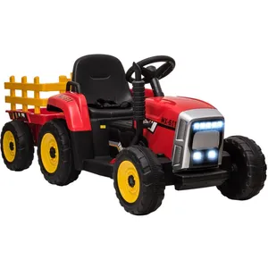 Comparateur de prix : HOMCOM Tracteur électrique enfant avec remorque - effets sonores lumineux - télécommande - 3-6 kmh - rouge