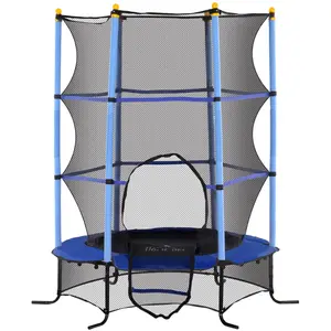 HOMCOM Trampoline Enfant Ø 1,63 × 1,9H m Filet de sécurité Porte zipée Couvre-Ressorts 6 poteaux rembourrés Inclus Bleu pas cher