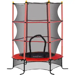 Trampoline de jardin enfants Ø 1,63 x 1,90H m filet de sécurité porte ... pas cher