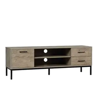 Meuble TV HOMCOM meuble télé bois jusqu'à 50 pouces placard, 2 tiroirs... pas cher