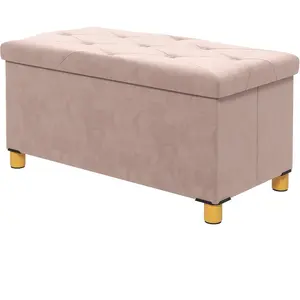 HOMCOM Banc de rangement bout de lit pliable volume 67 L capacité de c...