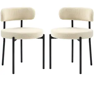 HOMCOM Lot de 2 chaises de salle à manger avec dossier en tissu pieds ... pas cher