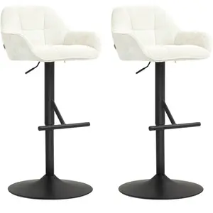 HOMCOM Lot de 2 tabourets de bar chaises de bar hauteur réglable tissu... pas cher