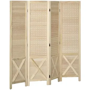 Comparateur de prix : HOMCOM Paravent intérieur en bois 4 panneaux 152 x 144,5 cm pliable bois naturel