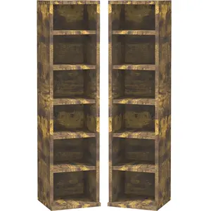 HOMCOM Lot de 2 étagères colonnes armoire de rangement CD 12 compartim... pas cher