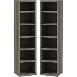 HOMCOM Lot de 2 étagères colonnes armoire de rangement CD-DVD 12 compa... pas cher