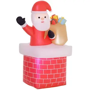 Outsunny Décoration Noël gonflable H.195cm - Père Noël gonflable extérieur intérieur LED IP44 pas cher