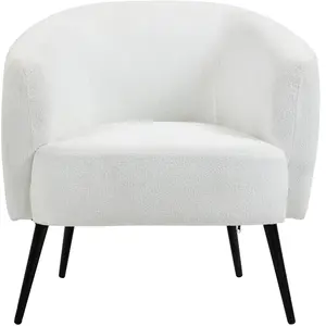 HOMCOM Fauteuil design en tissu effet laine bouclée avec accoudoirs pi... pas cher