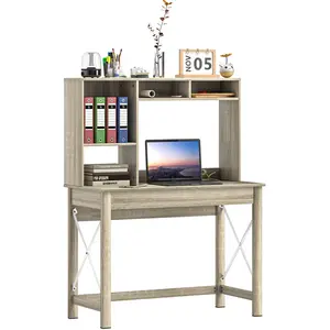 HOMCOM Bureau avec rangement bureau bibliothèque en bois avec étagères... pas cher