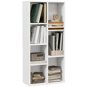 HOMCOM Bibliothèque rangement étagère cube 7 compartiments dim. 50L x 24l x 106H cm blanc pas cher