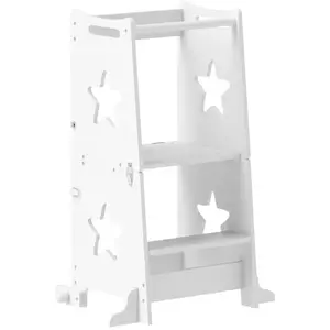 AIYAPLAY Tour d'apprentissage enfant table ensemble table et chaise 2 en 1 bois blanc pas cher