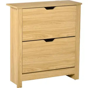HOMCOM Meuble chaussure entrée, armoire à chaussures meuble d'entrée et couloir - 2 portes abattantes 2 compartiments pas cher