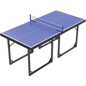 Comparateur de prix : HOMCOM Table de ping-pong tennis de table pliable compacte pieds de nivellement antidérapants acier noir MDF bleu