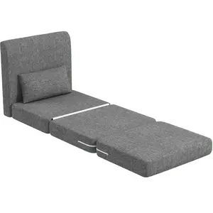HOMCOM Fauteuil chauffeuse pliant 3 en 1 avec coussin, convertible, ma...