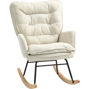 HOMCOM Fauteuil à bascule, rocking chair en chenille, dossier et assis... pas cher