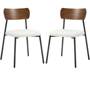 HOMCOM Lot de 2 chaises de salle à manger avec assise effet bouclette,... pas cher