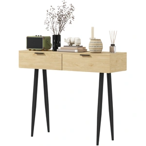 HOMCOM Table console style nordique table d'entrée étroite avec 2 tiro... pas cher