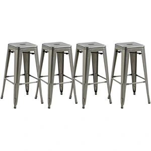 HOMCOM Lot de 4 tabourets de bar industriel empilables hauteur assise ... pas cher