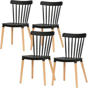 HOMCOM Lot de 4 chaises style scandinave dossier haut assise en polypr... pas cher