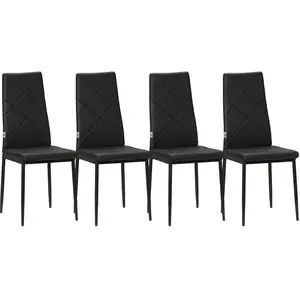 HOMCOM Lot de 4 chaises de salle à manger avec dossier haut, revêtemen... pas cher