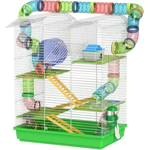 PawHut Cage pour hamster souris petit animaux rongeur avec tunnel mang... pas cher