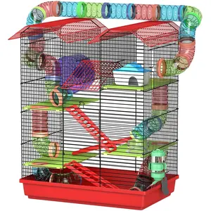 PawHut Cage pour hamster souris petit animaux rongeur avec tunnel mang... pas cher