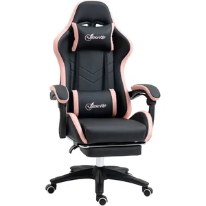 VINSETTO Chaise Gaming Dossier Inclinable À 135° Polyuréthane Blanc Et Noir pas cher