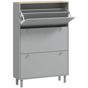 HOMCOM Meuble à chaussures 24 paires avec 3 tiroirs rabattables et étagères réglables, 80x23,5x121cm, gris pas cher