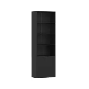 Comparateur de prix : Bibliothèque 4 étagères armoire 2 portes dim. 59 x 29 x 180 cm noir