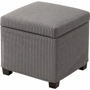 HOMCOM Coffre pouf rangement 30 L avec couvercle amovible, ottoman cub...