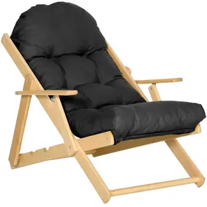HOMCOM Fauteuil Chaise de Salon Pliable et inclinable en Bois Fauteuil... pas cher
