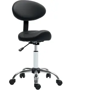 HOMCOM Tabouret à roulettes avec hauteur réglable 51-67 cm et dossier,...Vendu paraosom