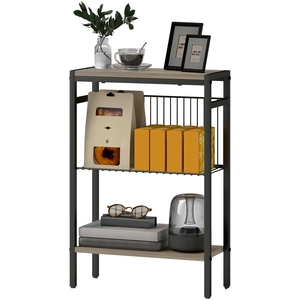 HOMCOM Table d'appoint étroit à 3 niveaux avec étagères de rangement, ... pas cher