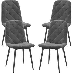 HOMCOM Lot de 4 chaises de salle à manger rembourrées avec dossier hau... pas cher
