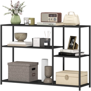HOMCOM Console meuble étroite à 4 niveaux style industriel cadre en ac... pas cher