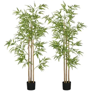 HOMCOM Bambou arbre artificiel hauteur 180 cm avec pot artificielles vertVendu paramazon