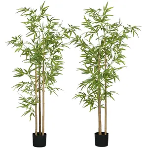 HOMCOM Plante artificielle Bambou arbre artificiel hauteur 180 cm avec... pas cher