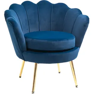 HOMCOM Fauteuil salon fauteuil en velours fauteuil coquillage avec pie... pas cher
