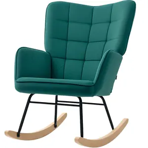 HOMCOM Fauteuil à bascule rocking chair revêtement en velous structure... pas cher
