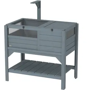 PawHut Maison enclos pour tortues sur pieds avec étagère de rangement en bois de sapin - dim. 103H x 84L x 51l cm pas cher