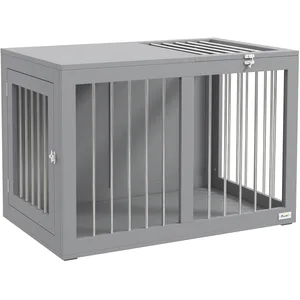 Comparateur de prix : PawHut Cage chien intérieure niche pour chien 2 portes verrouillables 80 x 50 x 56,5 cm gris