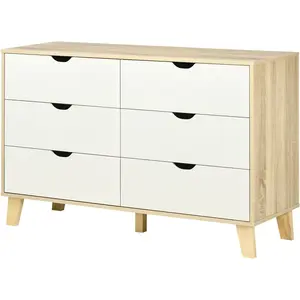 HOMCOM Commode 6 tiroirs style scandinave, meuble de rangement - dim. ... pas cher